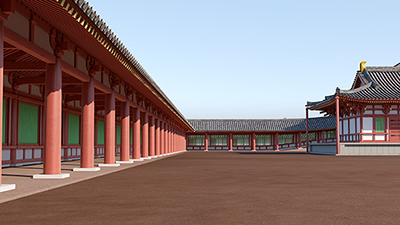 下野薬師寺の回廊跡の復元CG